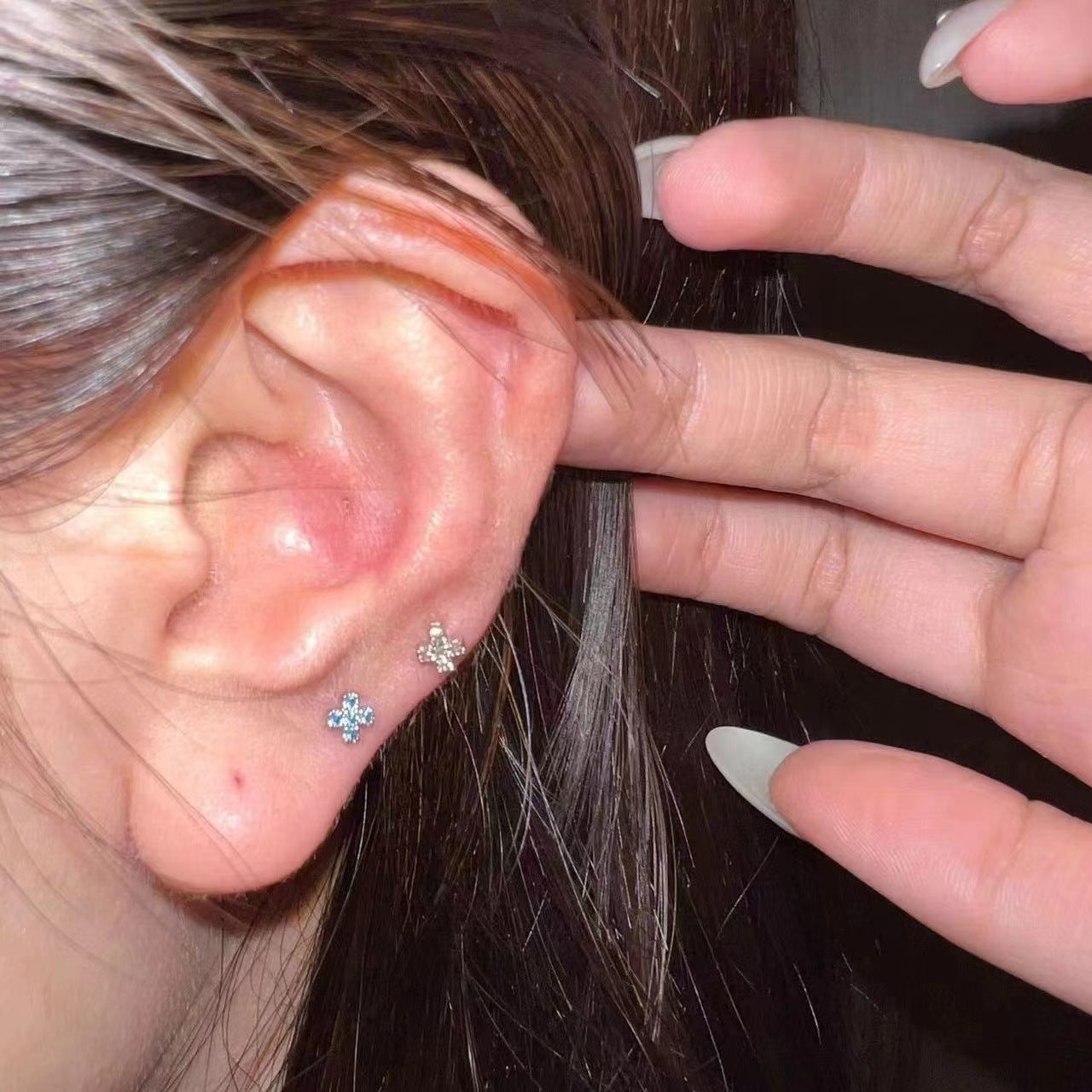 Wholesale Mini cross ear bone studs, no need to remove the ear care cochlear studs